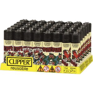 Clipper Feuerzeug New School Skulls /48er