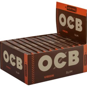 Zigarettenpapier - OCB Unbleached Virgin Slim+Activ Tips /20x32 Blatt